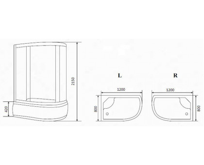 Душевая кабина Timo ECO TE-0720 Р L 120х80 см