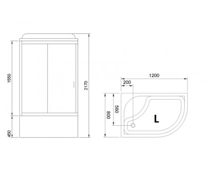 Душевая кабина Royal Bath RB 8120BK5-WC 120х80 см, с матовыми стеклами, левосторонняя