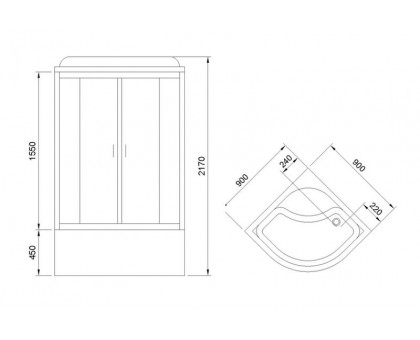 Душевая кабина Royal Bath RB 90BK2-T 90х90 см, с прозрачными стеклами