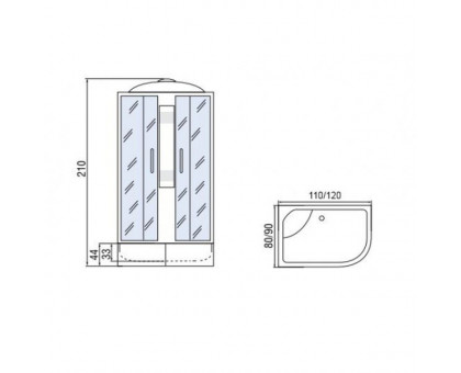 Душевая кабина Мономах 110/80/44 С МЗ L 110х80х210, асимметричная