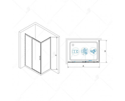 Душевой уголок RGW LE-41B (LE-12B + Z-050-2B) 150x80, прозрачное стекло