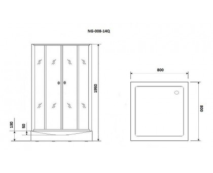 Душевой уголок Niagara NG-008-14Q BLACK 80х80 см, с мозаичными стеклами